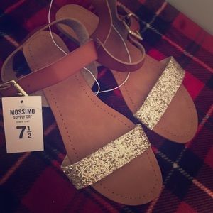 Mossimo 7.5 sandals - Brown & Gold Glitter Sandals
